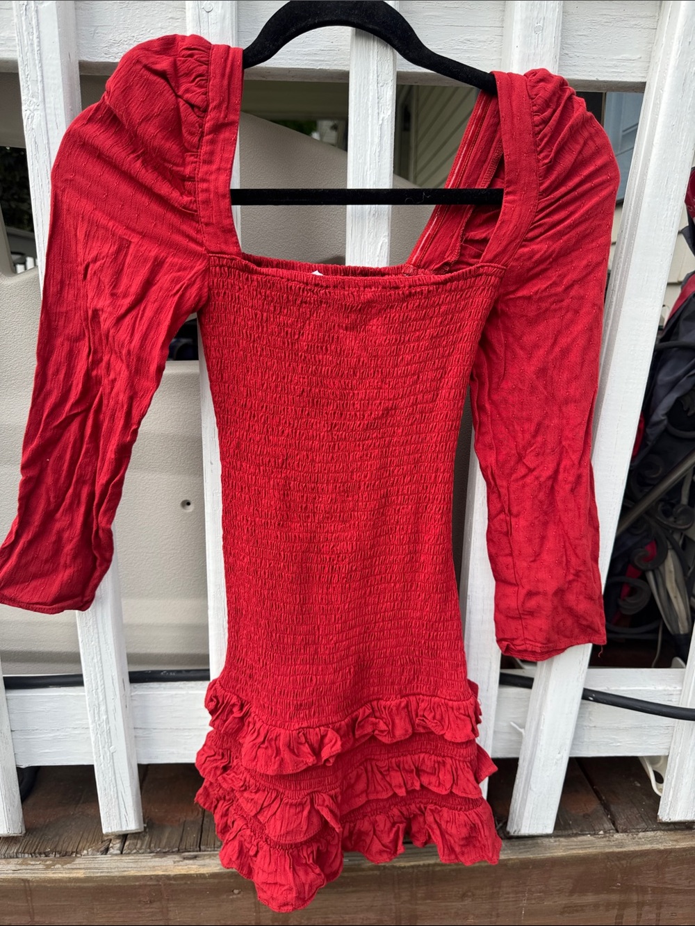 Skylar + Madison Red Smocked Ruffle Mini Dress